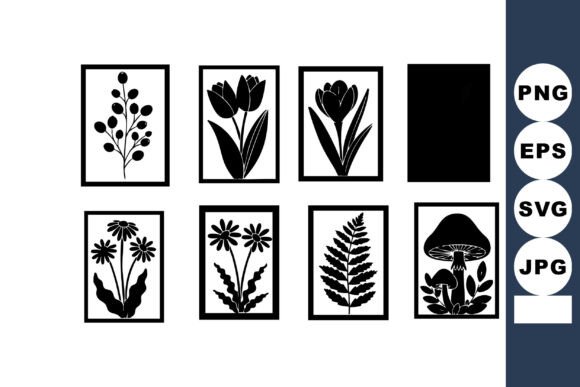 Download Black Silhouette Botanical Framed Art Se - Premium Bundle