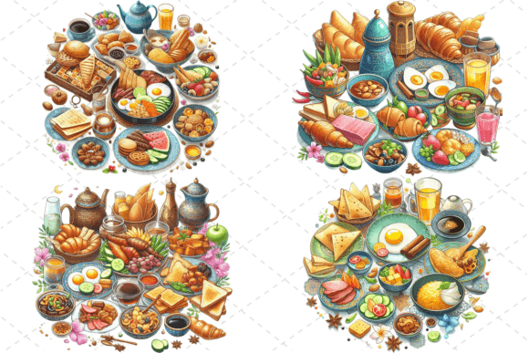 Download Watercolor Traditional Breakfast Bundle - Breakfast bundle Collection