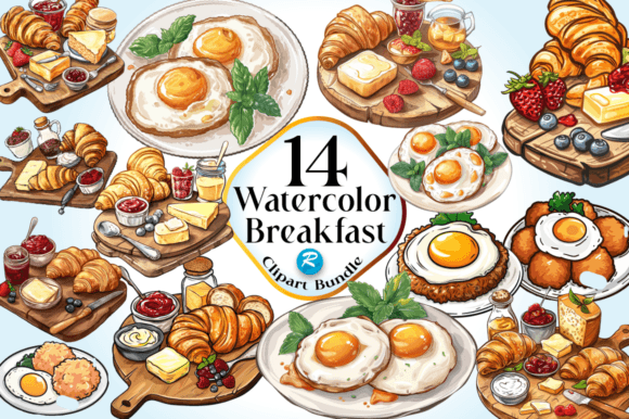 Download Watercolor Breakfast Clipart Bundle - Premium Resources