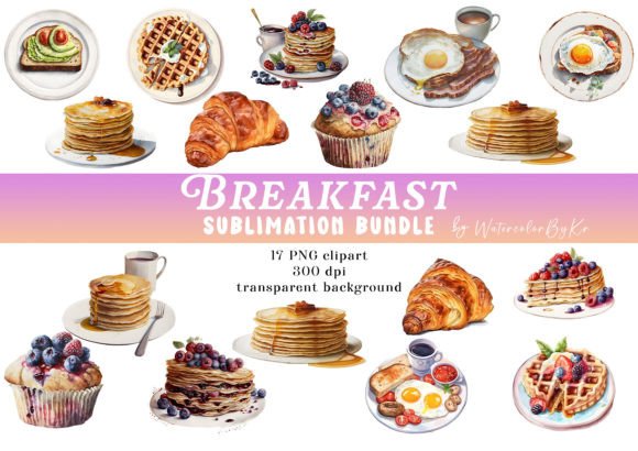 Download Watercolor Breakfast Bundle Clipart - Breakfast bundle Collection