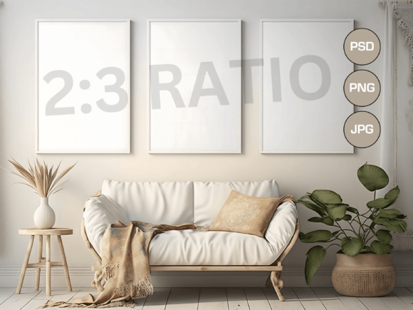 Download Set of 3 Mockup Frames, Boho Style, PSD - Set of 3 Collection
