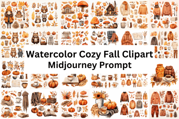 Download Prompt for Watercolor Cozy Fall Clipart - Cozy fall clipart Collection