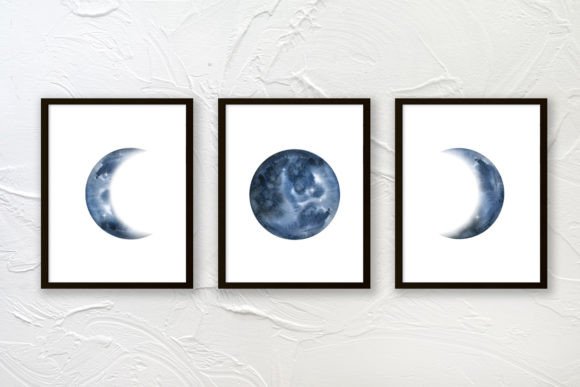 Download Moon Phase Wall Art Set of 3 Prints - Set of 3 Collection