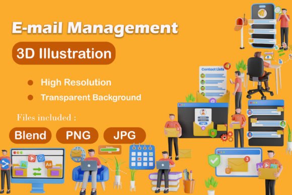 Download 3D Illustration of Email Management - 3d illustration Collection